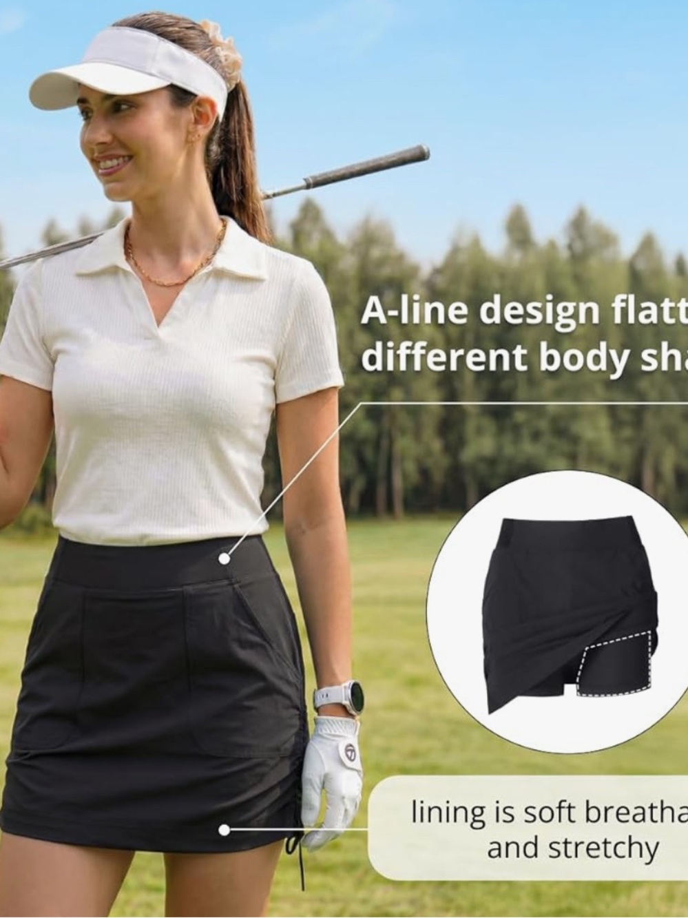 Camel Crown Athletic Skort Adjustable Side Drawcords Size M Black